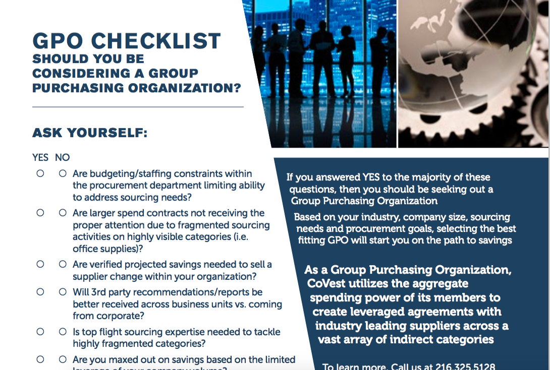Group Purchasing Organization checklist form