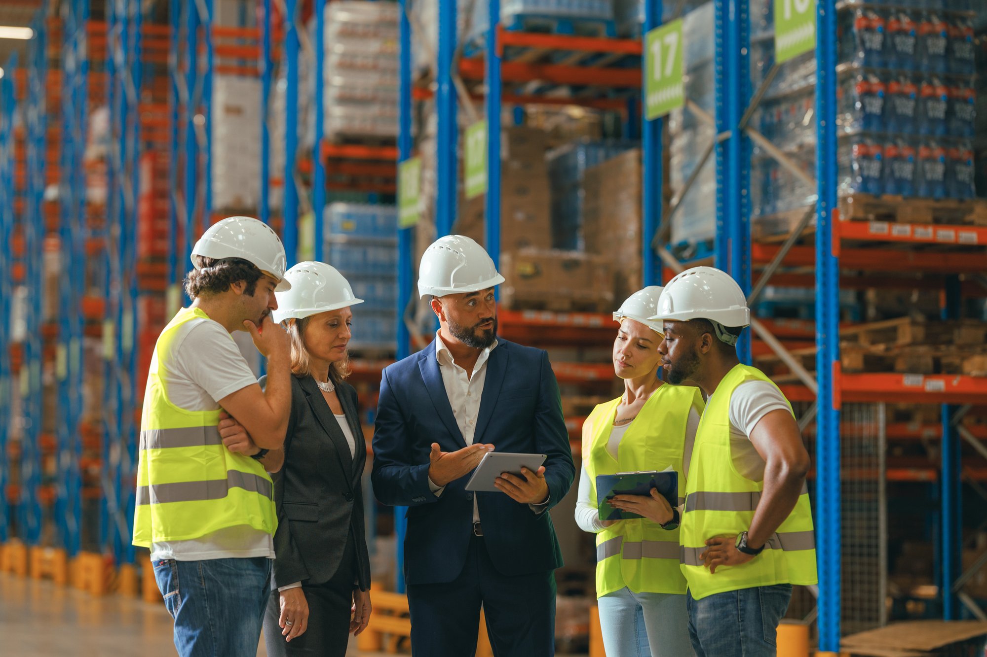 iStock-Group warehouse PPE suit partners